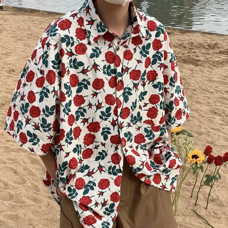 เสื้อเชิ้ตลําลอง ขนาดใหญ่ แต่งกระเป๋า สไตล์เกาหลี แฟชั่นสําหรับผู้ชาย