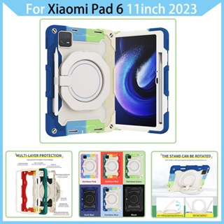 เคส สําหรับ Xiaomi Pad 6 11 นิ้ว 2023 360° เคสกันกระแทก ด้ามจับหมุนได้ สําหรับงานหนัก