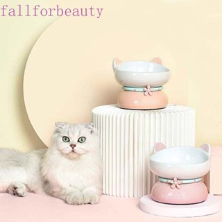 Fallforbeauty ชามให้อาหารสัตว์เลี้ยง แบบเอียงอัตโนมัติ ป้องกันการอาเจียน สําหรับแมว