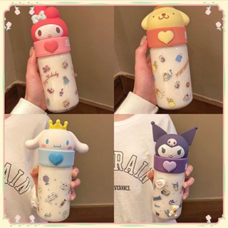 360ml ขวดน้ำแก้วอะนิเมะ Sanrio การ์ตูน Cinnamoroll Kuromi แก้วน้ำน่ารัก My Melody ถ้วยแก้วใส่นมของขวัญเด็ก 【sunny】