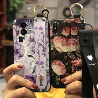 Anti-dust Silicone Phone Case For OPPO Reno10 Pro Plus protective Soft Wrist Strap Shockproof Flower cartoon Fashion Design