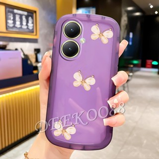 เคสโทรศัพท์มือถือนิ่ม กันตก ลายผีเสื้อน่ารัก 3D สําหรับ VIVO Y27 Y78 Y02T 4G 5G Y27 Y78