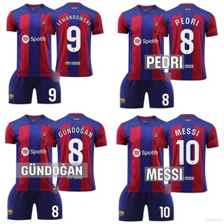 Yp2 เสื้อกีฬาแขนสั้น ลายทีมเหย้า Barcelona Pedri Lewandowski Messi Gundogan 23-24 2 ชิ้น ต่อชุด PY2