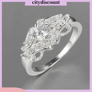 &lt;citydiscount&gt; แหวนแต่งงาน ชุบเงิน ประดับคริสตัล พลอยเทียม ไซส์ US 6-9 สําหรับผู้หญิง