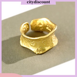 &lt;citydiscount&gt; แหวนอัลลอย ปรับขนาดได้ พื้นผิวขรุขระ กว้าง คลาสสิก เครื่องประดับ สําหรับผู้หญิง