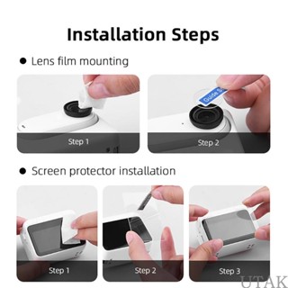 Utake ฟิล์มกระจกนิรภัยกันรอยหน้าจอ อุปกรณ์เสริมกล้อง สําหรับ Insta 360 GO 3 Insta 360 GO3