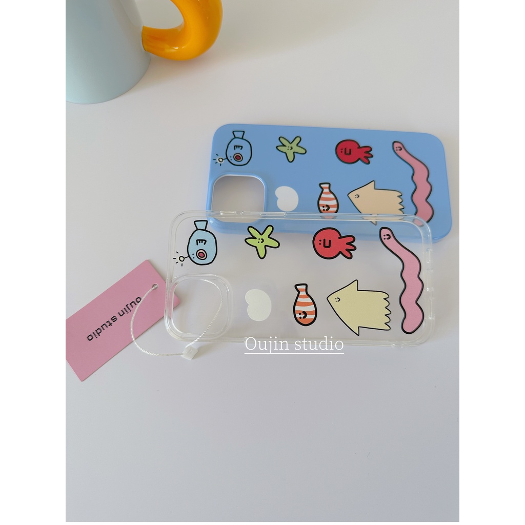 เคสโทรศัพท์มือถือแบบแข็ง กันกระแทก ลายการ์ตูน Ocean Friends สไตล์เกาหลี สําหรับ 15 14 13pro 12promax x