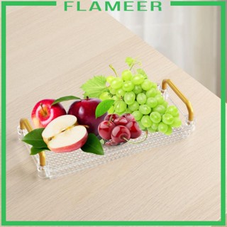 [Flameer] ถาดเสิร์ฟอะคริลิคใส พร้อมที่จับ ทนทาน สําหรับใส่ผลไม้ ขนมหวาน เครื่องสําอาง อาหารเช้า