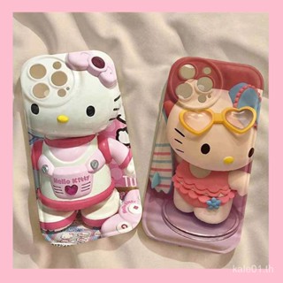 เคสป้องกันโทรศัพท์มือถือ แบบนิ่ม ลายการ์ตูนคิตตี้ สําหรับ iPhone 13 11 12 14Promax 6 7 8plus xsmax