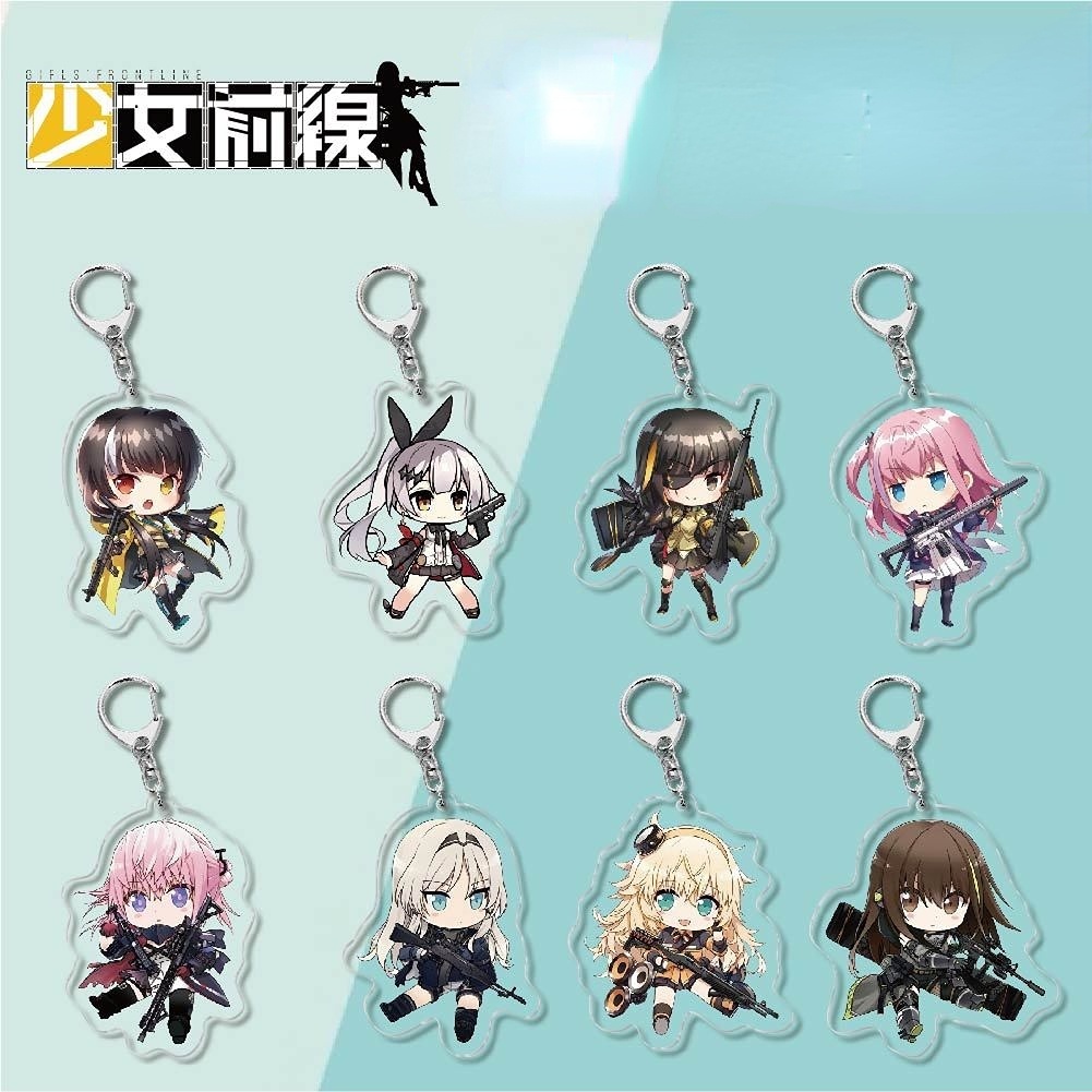 น่ารักอะนิเมะ GIRLS Frontline พวงกุญแจอะคริลิคตุ๊กตาการ์ตูน Frontline กระเป๋าจี้พวงกุญแจของขวัญ