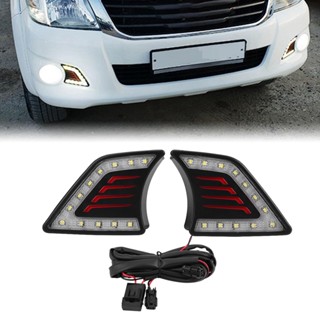 HJ001 1 คู่ไฟวิ่งกลางวัน DRL ไฟตัดหมอก LED Daylight สำหรับ Hilux Vigo 12-14