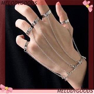 Melodg ใหม่ พังก์ สร้อยข้อมือ เครื่องประดับ ข้อมือ แหวน สายคล้องมือ แฟชั่น ชีพจร เรขาคณิต กําไลข้อมือ