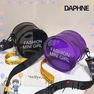 Daphne กระเป๋าสะพายไหล่ กระเป๋าเมสเซนเจอร์ ทรงกลม ขนาดเล็ก พิมพ์ลายตัวอักษร สีใส