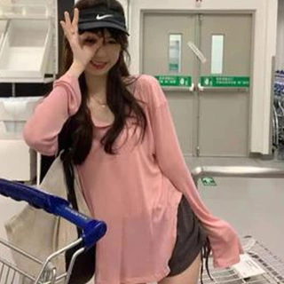 เสื้อสเวตเตอร์ พร้อมส่งราคาถูก เสื้อยืดเเขนยาวเเฟชั่น สไตล์เรียบง่าย