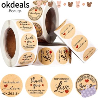 OKDEALS สติกเกอร์ฉลาก Thank You มีกาวในตัว 2000 ชิ้น 2000 ชิ้น ฉลากสติกเกอร์ 4 ม้วน 500 ชิ้น ต่อม้วน 1 นิ้ว สําหรับวันขอบคุณพระเจ้า 4 ม้วน