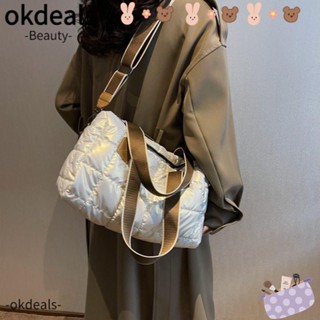 Okdeals กระเป๋าถือ กระเป๋าช้อปปิ้ง ผ้าไนล่อน บุผ้าฝ้าย ลายสก๊อต น้ําหนักเบา สําหรับผู้หญิง