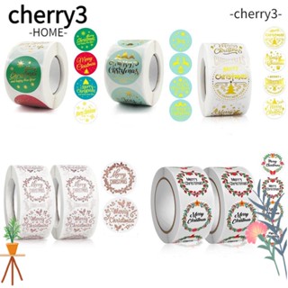 Cherry3 สติกเกอร์ฉลาก ลาย Merry Christmas มีกาวในตัว สําหรับติดตกแต่งซองจดหมาย การ์ด