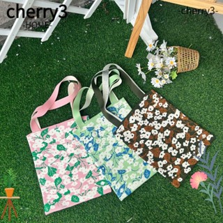 CHERRY3 กระเป๋าสะพายไหล่ กระเป๋าถือ ผ้าถัก ลายดอกไม้น่ารัก จุของได้เยอะ สําหรับผู้หญิง