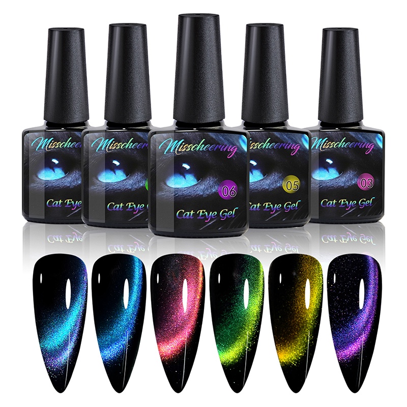 8 มล. / ขวด ที่มีสีสัน แคทอาย แม่เหล็ก เล็บเจล กาวส่องไฟ กึ่งถาวร เล็บเจล LED UV ทําเล็บมือ