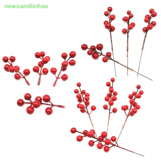 Newsandlichao ช่อผลไม้จําลอง 12 หัว สีทอง สีแดง สําหรับตกแต่งคริสต์มาส