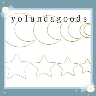 ☆YOLA☆ 4pcs Wreath Decor Metal Hoops|Gold Hoop Dream Catcher Wedding Moon Star Crafts Rings Supplie