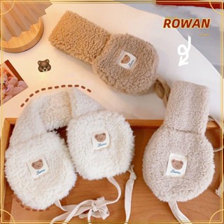 Rowans ที่ปิดหูกันหนาว ผ้ากํามะหยี่ขนนิ่ม รูปหมีน่ารัก ให้ความอบอุ่น เหมาะกับใส่กลางแจ้ง สําหรับผู้หญิง และผู้ชาย