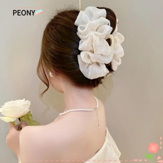 PEONYPAVILION Peonypavilion กิ๊บติดผมพลาสติก ผ้าชีฟอง ลายดอกไม้ โบว์ ปลาฉลาม สองด้าน