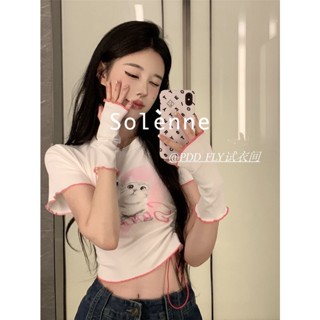 Solenne  เสื้อครอป เสื้อยืดผู้หญิง ครอป baby tee สาวเรโทร 2023 NEW Style Chic สวย Korean Style Unique A29J132 36Z230909