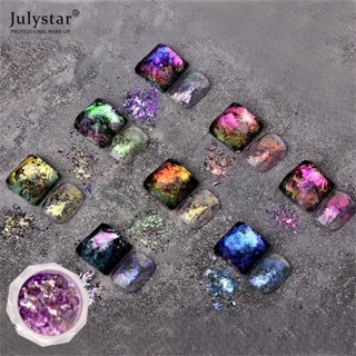 JULYSTAR Micizian Nail Art Polarized Cloud Brocade Opal Powder Cheek Pink Fairy Fragments Mica Phototherapy Powder Manicure For Nail Shop 6 แบบ