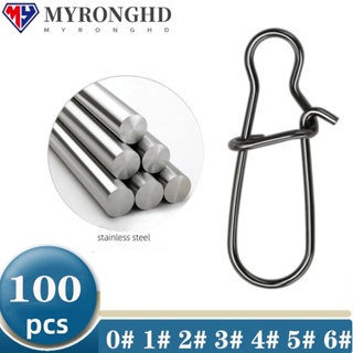 Myronghd 100 ชิ้น หัวเข็มขัดตกปลา สเตนเลส เชื่อมต่อ ตะขอตกปลา อุปกรณ์เปิดตา คลิป