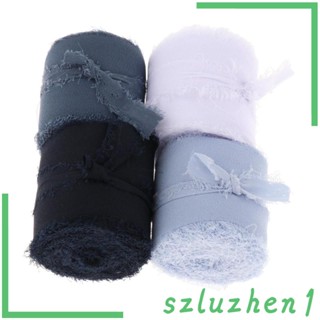 [Szluzhen1] ริบบิ้นผ้าไหม ผ้าชีฟอง 5 หลา แฮนด์เมด สําหรับตกแต่ง ห่อของขวัญ 4 ชิ้น