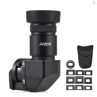 Fw Andoer Camera Viewfinder 1.25X/ 2.5X Magnification Right Angle Viewfinder with 10 Mounting Adapters Replacement for   Pentax Olympus Leica Fujifilm DSLR Camera