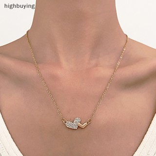 [highbuying] Ins สไตล์ คู่ รัก สร้อยคอ ฝังเพชร บุคลิกภาพ อารมณ์ รูปหัวใจ กระดูกไหปลาร้า โซ่ สําหรับผู้หญิง สุนทรีย์ เครื่องประดับ ใหม่ พร้อมส่ง