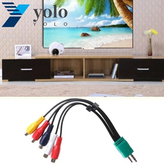 Yolo สายอะแดปเตอร์สัญญาณเสียงวิดีโอ 3.5 มม. + 2.5 มม. เป็น 5RCA น้ําหนักเบา หลากสี สําหรับคอนโซล LCD TV DVD เกม