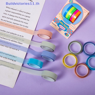 Buildvictories11 สติกเกอร์ธงเรืองแสง แบบใส 5 สี สําหรับตกแต่งโรงเรียน สํานักงาน DIY 5 ม้วน