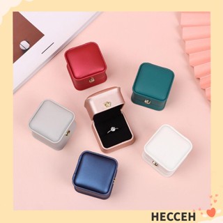 Hecceh กล่องเครื่องประดับ ทรงสี่เหลี่ยม หนัง PU โชว์แหวนแต่งงาน