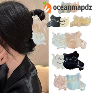 Oceanmapdz อะซิเตท แมว ฉลาม คลิป การ์ตูนสัตว์ หรูหรา สไตล์เกาหลี ขนาดใหญ่ หน้ายิ้ม ล้างหน้า