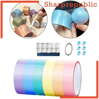 [Sharprepublic] เทปกาวลูกบอล สีแคนดี้ หลากสี 6 ชิ้น สําหรับบ้าน โรงเรียน ปาร์ตี้ DIY