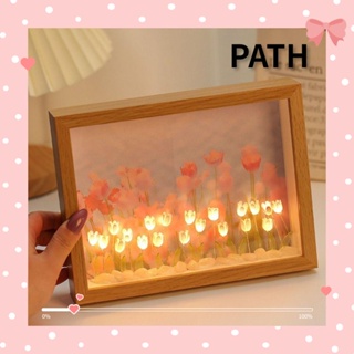 Path โคมไฟ LED รูปดอกทิวลิป ใช้แบตเตอรี่ ขนาดเล็ก แฮนด์เมด DIY สําหรับตกแต่งห้อง ของขวัญวันวาเลนไทน์