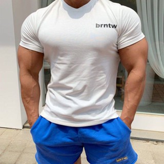 Muscle Mens Summer Workout Training T-shirt Sports Running Slim Slimming Stretch Short-Sleeved Undershirt New Fashion prTv