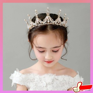 มงกุฎเจ้าหญิง Kids Crown Tiara Princess Girls Crown Crystal วงผมขนาดใหญ่สีชมพูแช่แข็งเด็กวันเกิดอุปกรณ์เสริมผม