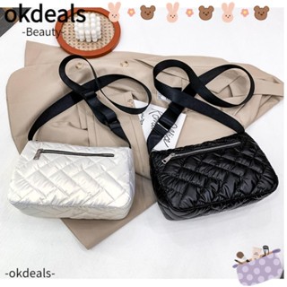 Okdeals กระเป๋าสะพายไหล่ ไนล่อน บุนวม กระเป๋าผ้าฝ้าย แผ่นรองอวกาศ