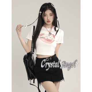 Crystal กางเกงขายาว กางเกงเอวสูง สไตล์เกาหลี แฟชั่น 2023 NEW 080118