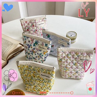 Ly กระเป๋าเก็บของ ผ้าฝ้าย ลายดอกไม้ มีซิป สําหรับจัดระเบียบบ้าน