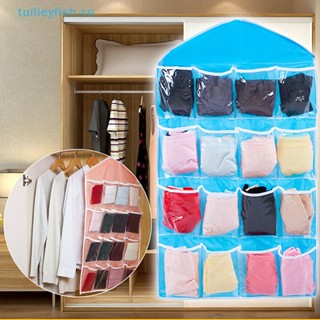 Tuilieyfish กระเป๋าแขวน 16 ช่อง สีโปร่งใส สําหรับห้องน้ํา ห้องนั่งเล่น