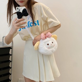 ♚♚Keshan Store [Fashion Summer] Japanese Cute Plush Bag Female Cartoon Lamb Doll Crossbody Bag Casual Student Girl Heart Shoulder Bag