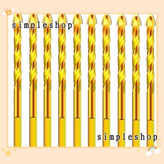 Simple ชุดดอกสว่านเจาะกระเบื้อง เซรามิค ทังสเตนคาร์ไบด์ อัลลอย ขนาด 1/4 นิ้ว สีทอง สําหรับงานก่ออิฐ ไม้ คอนกรีต 10 ชิ้น