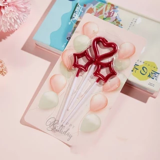 📌ร้านไทย📌 ส่งไว พร้อมส่ง เทียนวันเกิด เทียนปักเค้กรูปหัวใจดาว⭐💗 (1แพ็ค3ชิ้น) เทียน V1-5