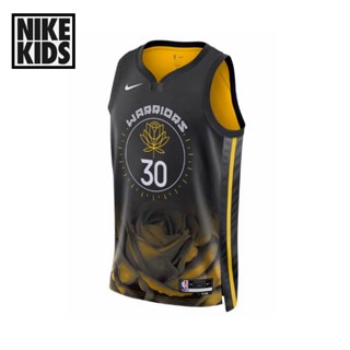 【คุณภาพสูง】นักรบ Nba Golden State ของแท้ ใหม่ #30 เสื้อกีฬาแขนสั้น ลาย Curry Jersey City Edition สีดํา สําหรับเด็ก