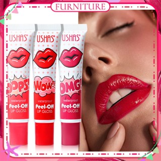 ♕ Ushas Peel-off Lip Glaze Water Gloss Moisturizing Matte Finish Dyed Lip Liquid Easy To Color Waterproof Long Lasting Lip Makeup 3 Colors FURNITURE